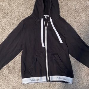 Calvin Klein black cropped zip up hoodie! Size S.
